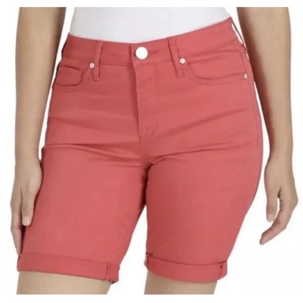 Seven7 Women's 9" Inseam Stretch Sunset Bermuda Shorts, Rolled Cuff Sz 4